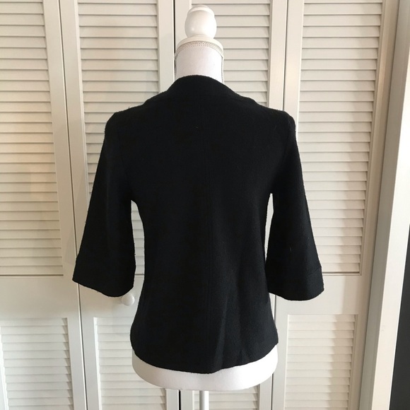 Chico’s Black Wool Cardigan Sweater Metal Clasps Women’s 3/4 Sleeve Size 0 or S - Picture 2 of 7